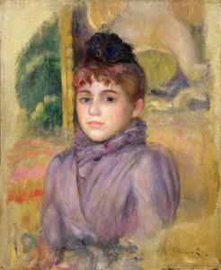 Frau in Blau mit Haube, ca. 1885